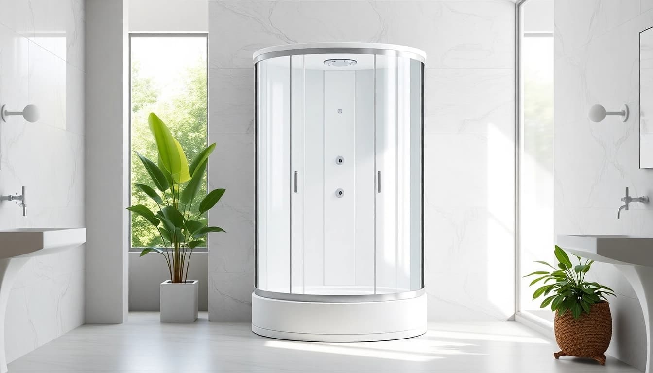 Schönen sonni Duschkabine 90x90 in einem modernen Badezimmer, perfekt belichtet.