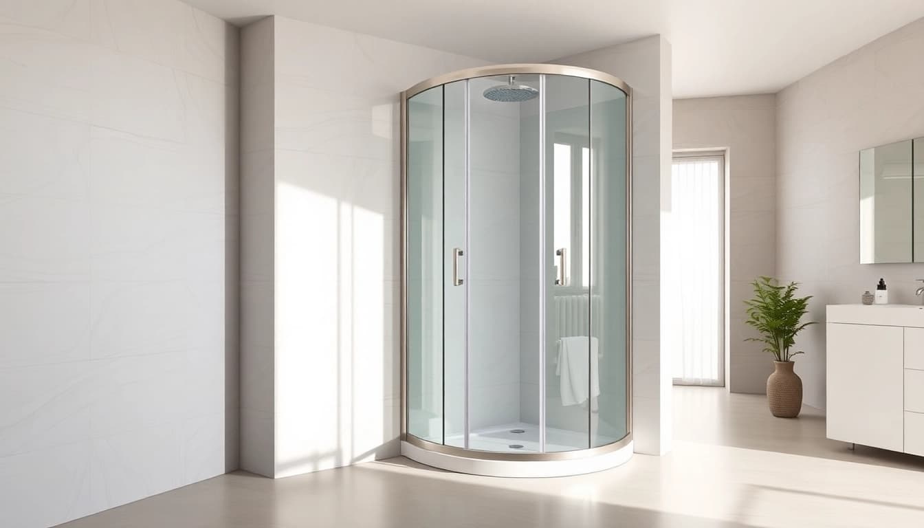 Erleben Sie die elegant gestaltete duschkabine 100x100 pendeltür in einem modernen Badezimmer.