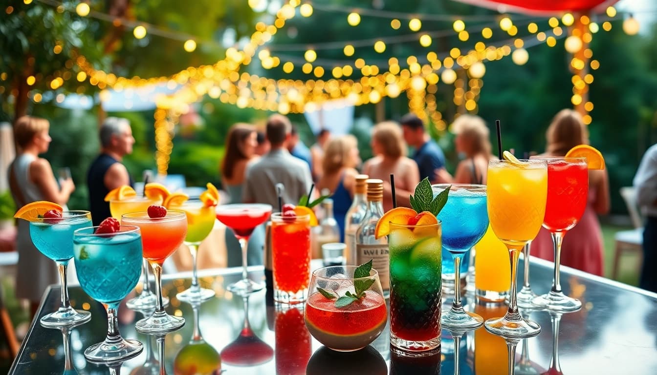 Serving vibrant cocktails at a mobile bar service for an outdoor event.