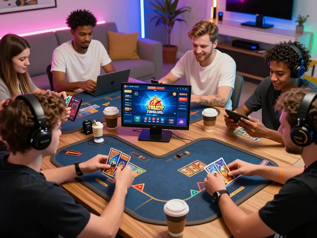 Players enjoying games at 789CLUB on various devices with vibrant graphics and energetic atmosphere.
