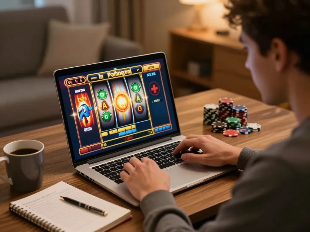 Players enjoying the thrill of Go88 online slots experience in a cozy home setup.