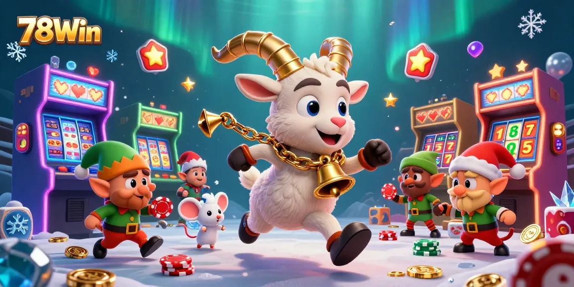Experience the thrill of 78Win with Krampus goat and festive gremlins in an exciting casino setting.