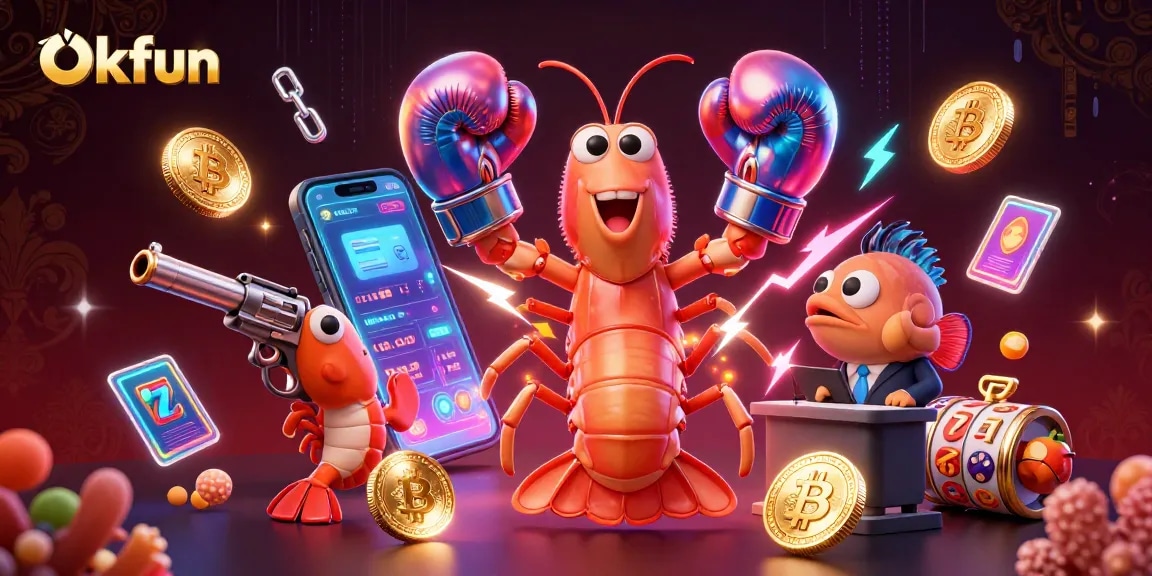 Experience thrilling gaming with Okfun's vibrant illustration showcasing unique casino elements.