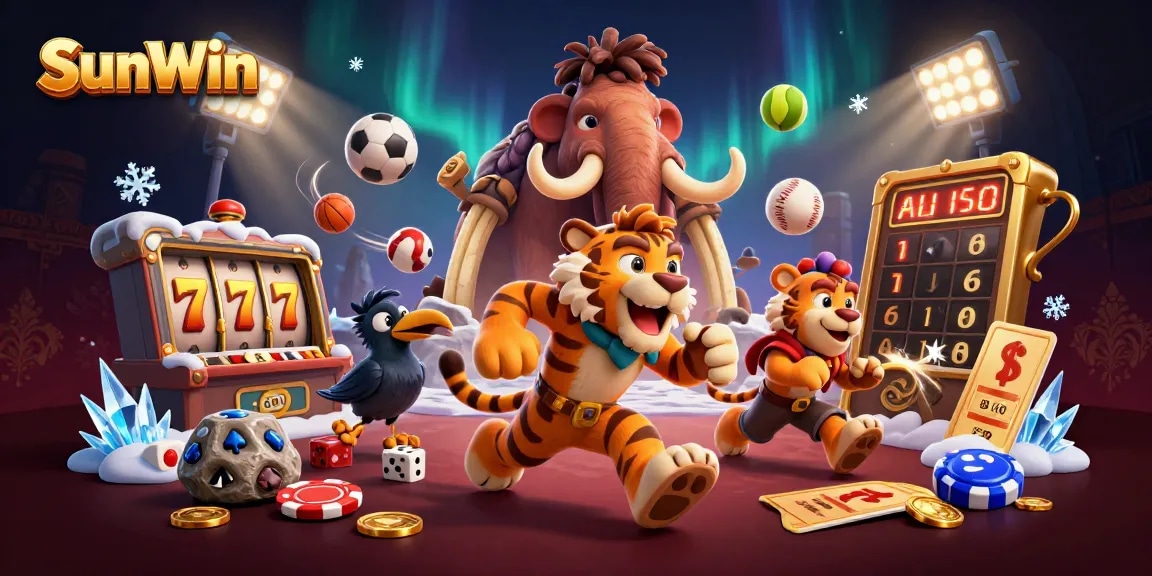 SunWin offers exhilarating slot experiences, highlighted by a vibrant prehistoric casino setting.