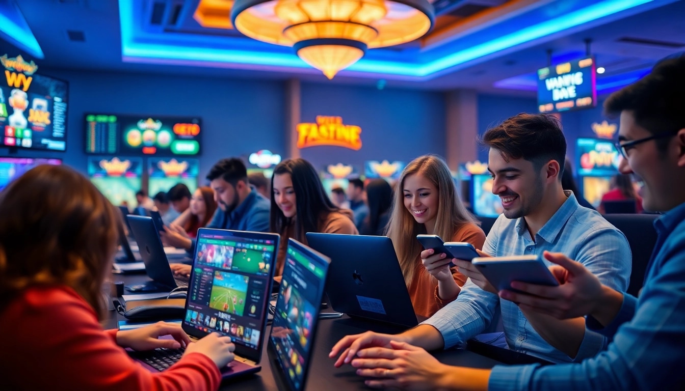 Engaging online gaming scene at vvvwin88.live showcasing diverse players enjoying casino games.