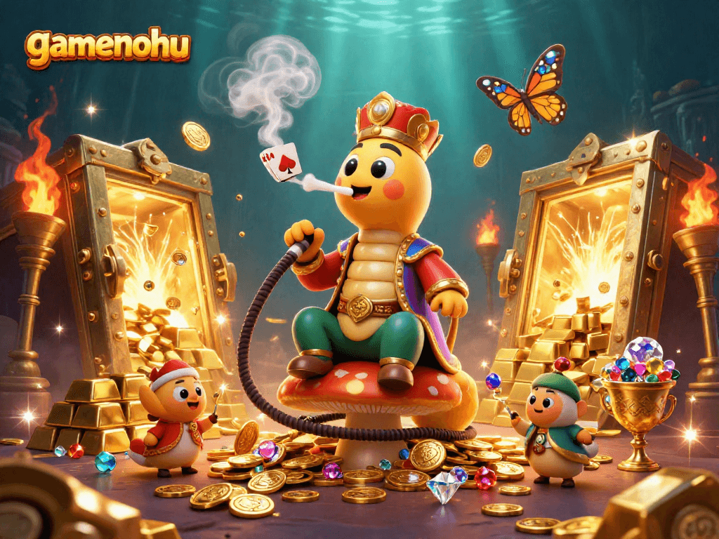Spin to win the jackpot at gamenohu with vibrant casino characters in a magical setting.