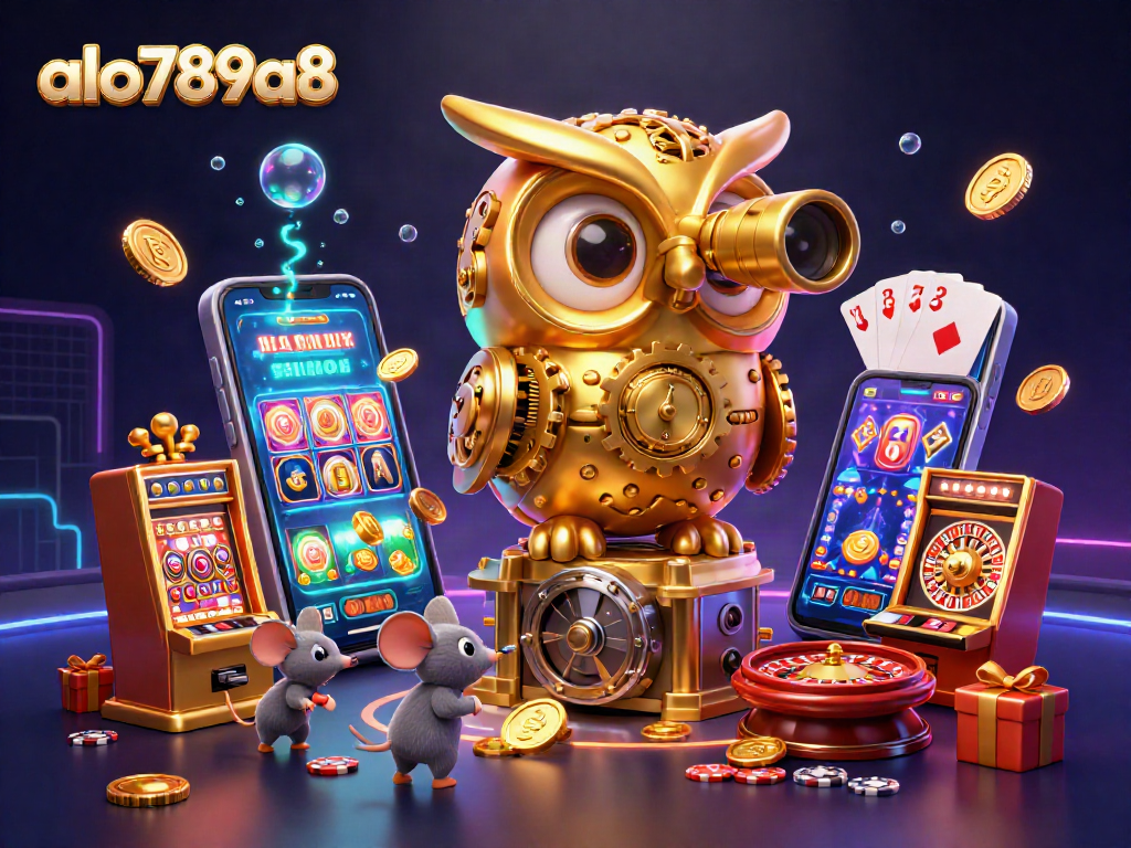 Engage in thrilling gameplay at alo789a8 with a whimsical 3D illustration of a casino scene.