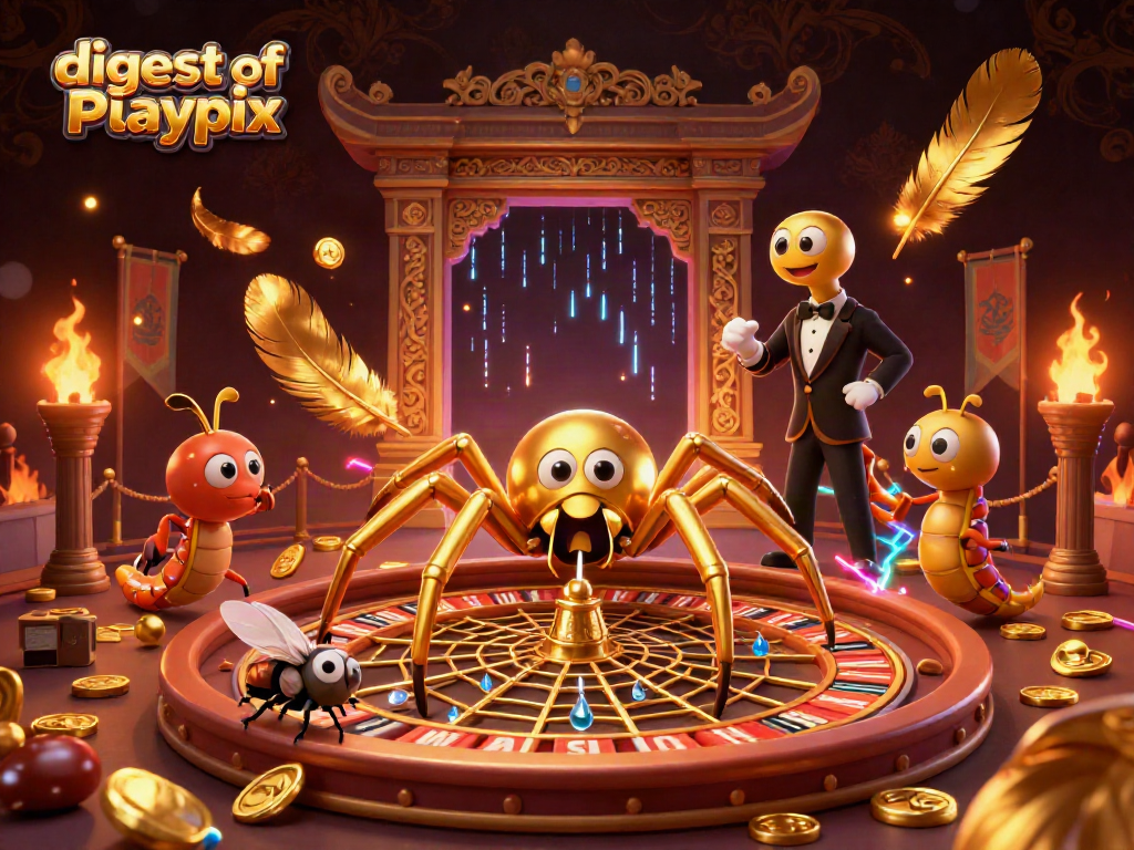 Bets placed by a fly in the dynamic scene of a roulette wheel web in the digest of Playpix.