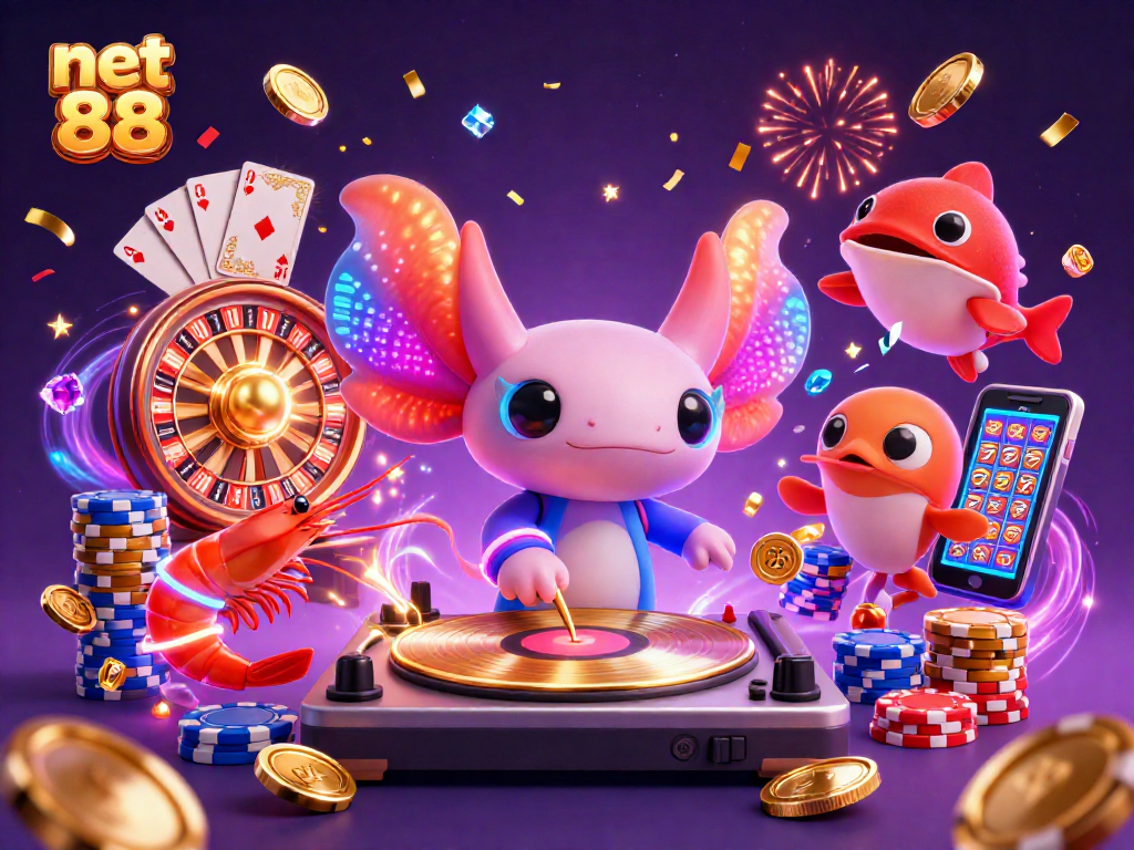Enjoy thrilling games and fun with net 88 at a vibrant casino-themed underwater party.